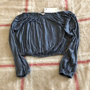 Off The Shoulder Crop Top Blue